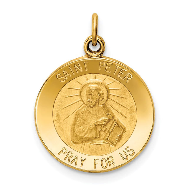 14k Saint Peter Medal Charm, 23 x 15mm