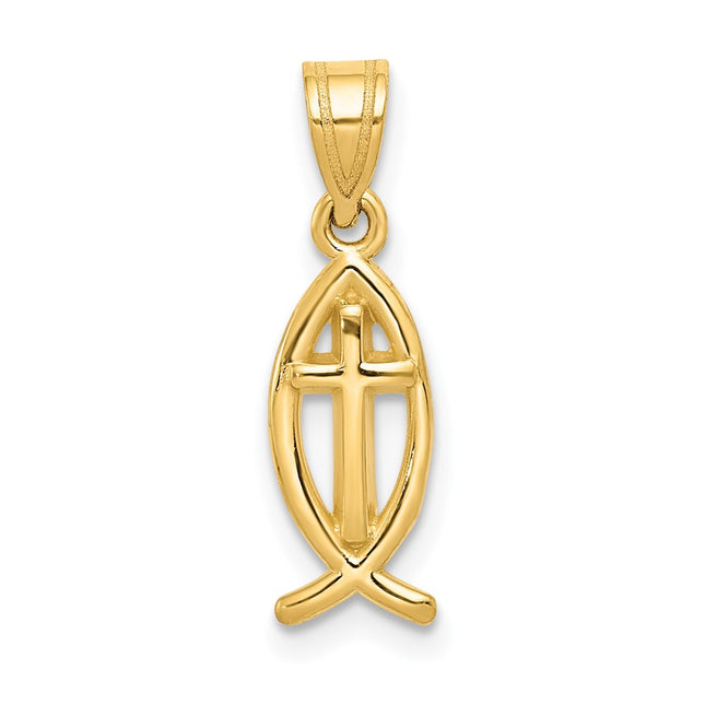 14k Ichthus Fish Charm, 21 x 7mm