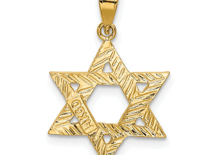 14k Solid Satin Star of David Charm, 24 x 16mm