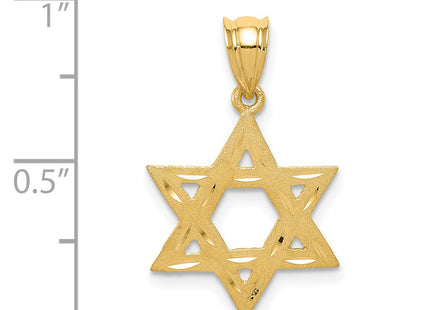 14k Solid Satin Star of David Charm, 24 x 16mm