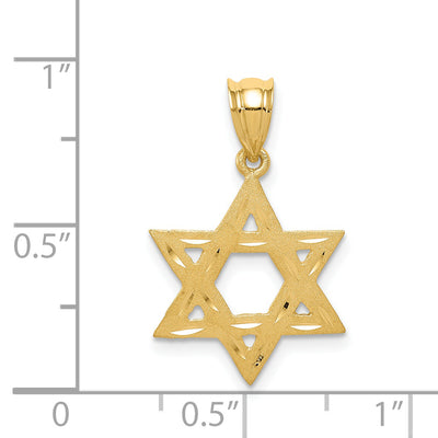 14K Solid Satin Star of David Charm, 24 x 16mm