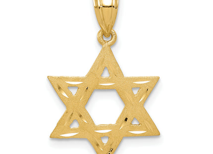 14k Solid Satin Star of David Charm, 24 x 16mm