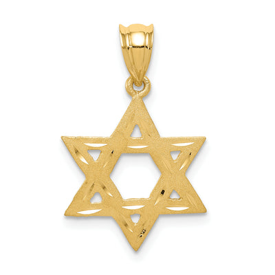 14K Solid Satin Star of David Charm, 24 x 16mm