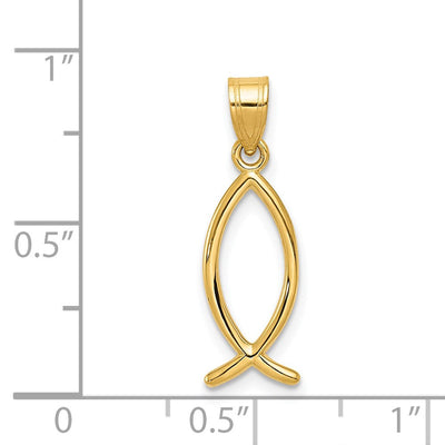 14K Ichthus Fish Pendant, 23 x 8mm