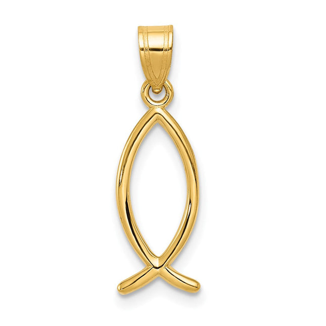 14k Ichthus Fish Pendant, 23 x 8mm