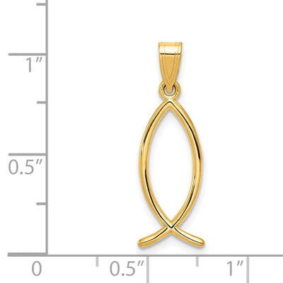 14K Ichthus Fish Charm, 26 x 9mm