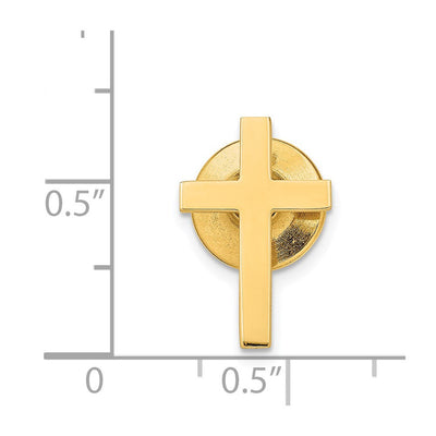 14K Polished Cross Tie Tac, 18 x 12mm