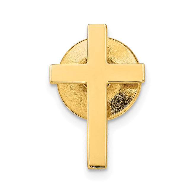 14k Polished Cross Tie Tac, 18 x 12mm