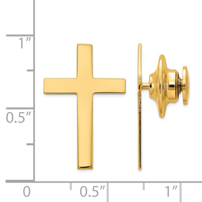 14K Cross Tie Tac, 22 x 15mm