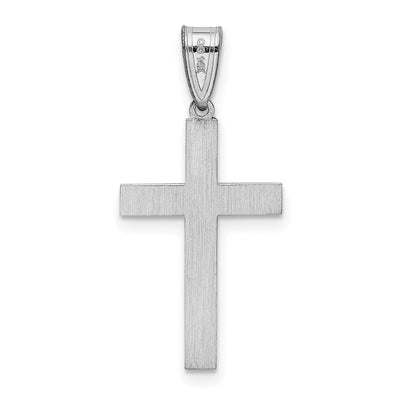 14K White Laser Etched Cross Charm, 25 x 12mm