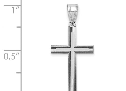 14K white gold cross charm, another view