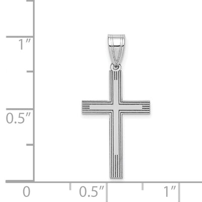 14K White Laser Etched Cross Charm, 25 x 12mm