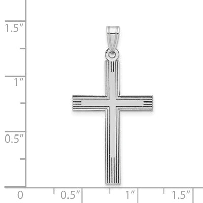 14K White Laser Etched Cross Charm, 37 x 20mm