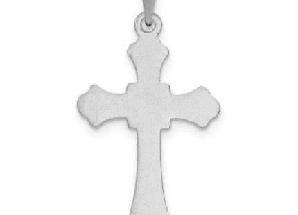 14k White Gold Budded Cross Charm, 28 x 15mm