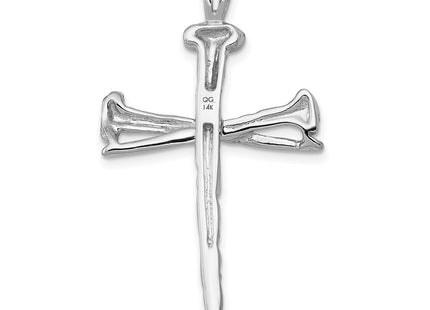 14K white gold cross charm, further view
