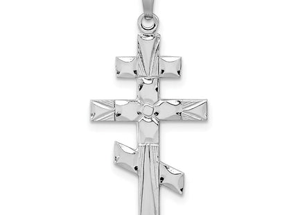 14k White Gold Eastern Orthodox Cross Pendant (Style XR499)