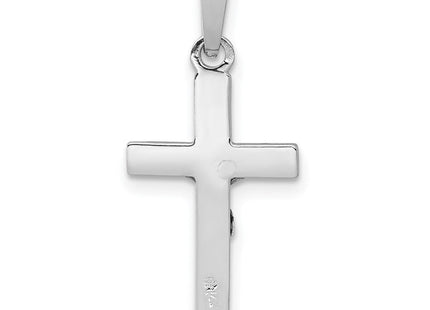 14K white gold crucifix charm, further view