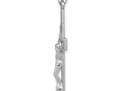 14K white gold crucifix charm, alternate view