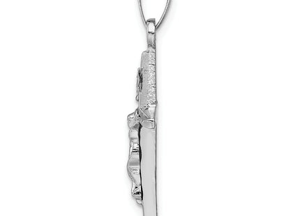 14k White Gold Inri Crucifix Charm, 30 x 15mm