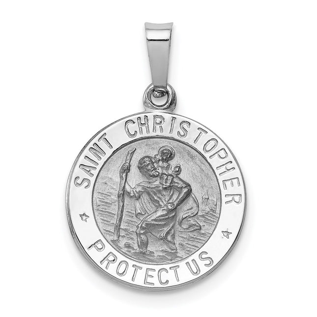14k White Gold Saint Christopher Medal Charm, 22 x 14.75mm