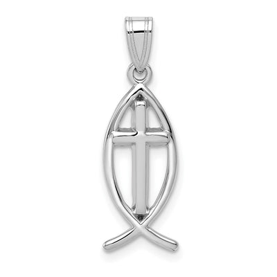 14K white gold cross pendant