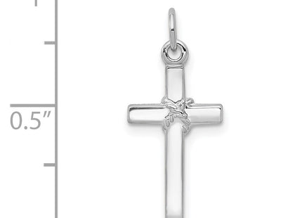 14K white gold cross charm, another view
