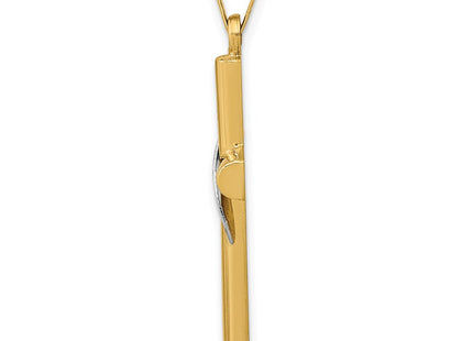 14K Two-Tone Hollow Cross w/Drape Charm (Style XR562)