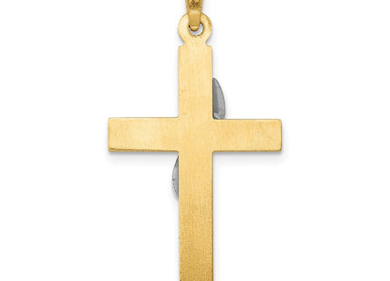 14K Two-Tone Hollow Cross w/Drape Charm (Style XR562)