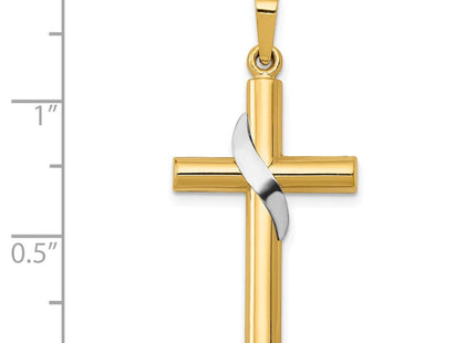 14K Two-Tone Hollow Cross w/Drape Charm (Style XR562)
