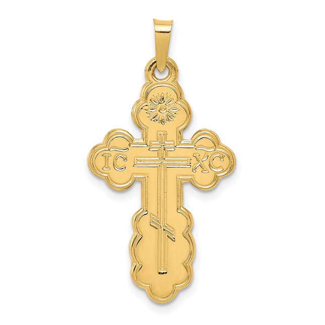 14k Eastern Orthodox Cross Pendant, 34 x 18mm