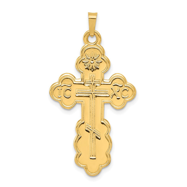 14k Eastern Orthodox Cross Pendant, 40 x 22mm