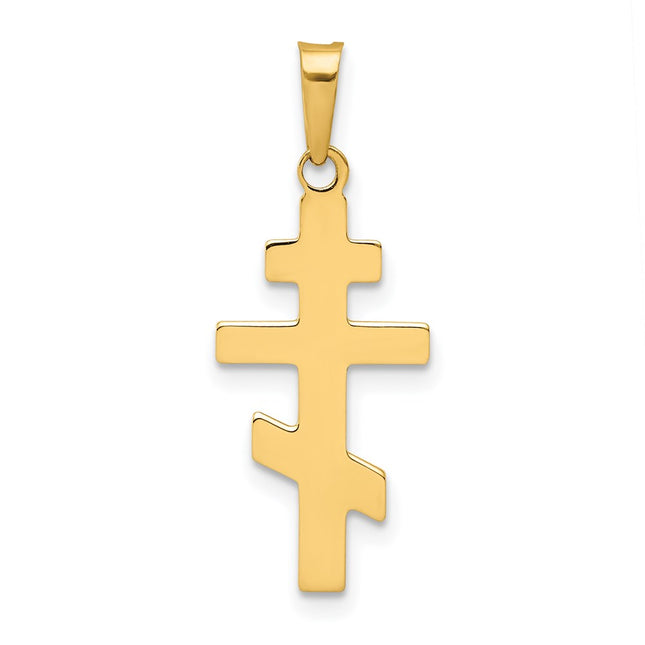 14k Eastern Orthodox Cross Charm, 27 x 11mm