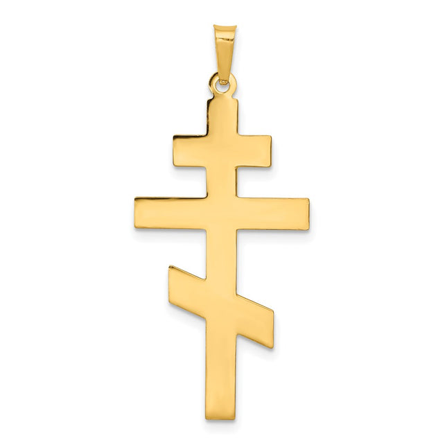 14k Eastern Orthodox Cross Pendant, 38 x 19mm