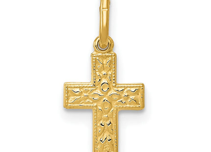 14K Floral Cross Charm (Style XR587)