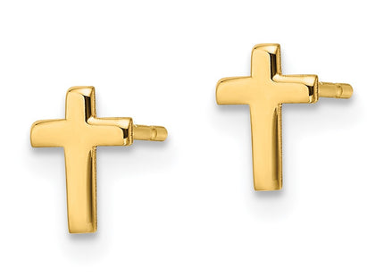 14K gold cross earrings, alternate view