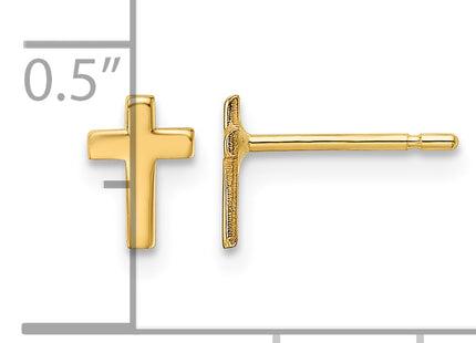 14k Polished Cross Post Earrings, 6.5 x 4.5mm