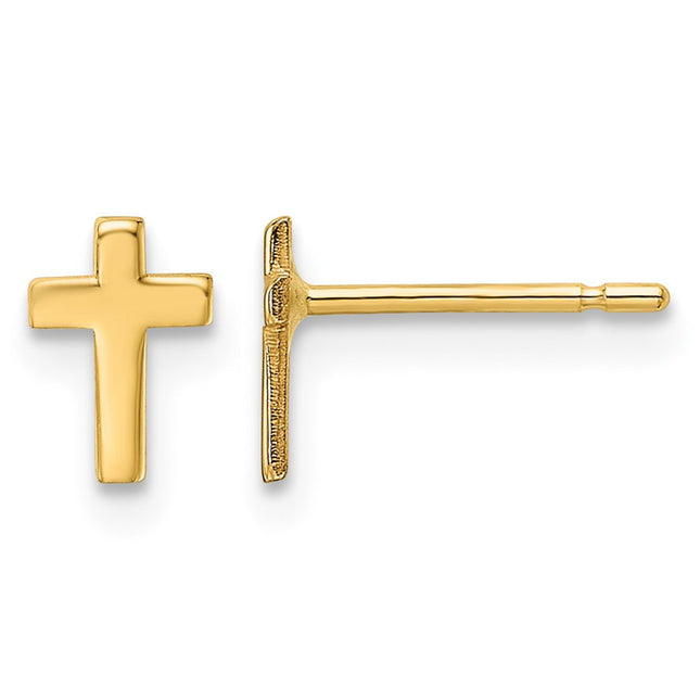 14k Polished Cross Post Earrings, 6.5 x 4.5mm