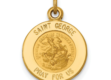 14k Saint George Medal Charm, 17.5 x 12.75mm