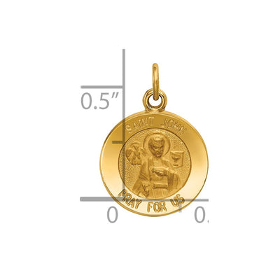 14K Saint John Medal Charm, 17.8 x 12.5mm