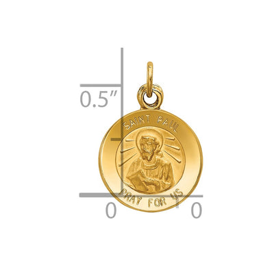 14K Saint Paul Medal Charm, 19 x 12mm