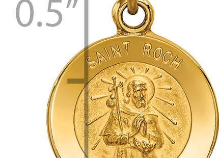 14k Saint Roch Medal Charm, 19 x 12mm
