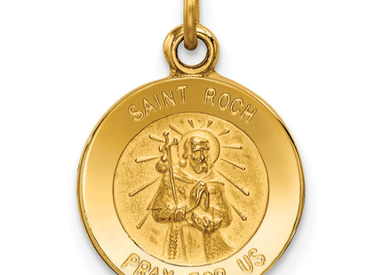 14k Saint Roch Medal Charm, 19 x 12mm