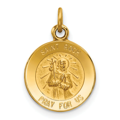14K Saint Roch Medal Charm, 19 x 12mm
