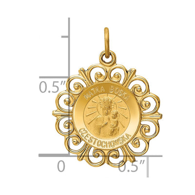 14K Matka Boska Medal Charm, 23.5 x 18.5mm