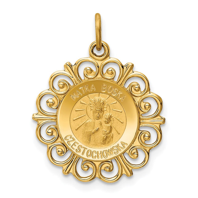 14k Matka Boska Medal Charm, 23.5 x 18.5mm