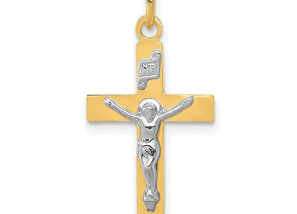 14k Two-tone INRI Crucifix Pendant (Style XR725)