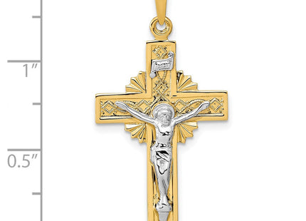 14k Two-tone INRI Crucifix Pendant (Style XR738)