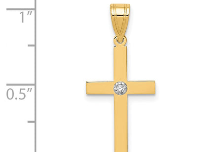 14K gold diamond cross pendant, another view