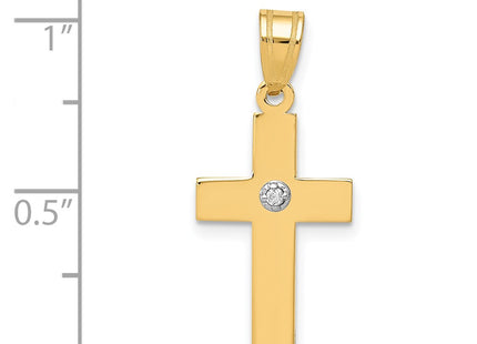 14K gold diamond cross pendant, another view