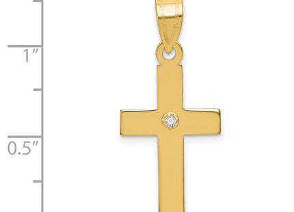 14K gold diamond cross pendant, alternate view